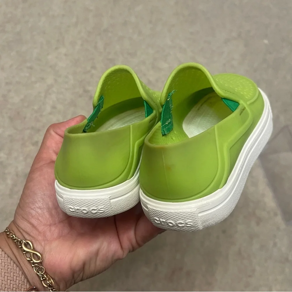 CROCS Citilane Roka Slip On Water Boat Shoe Sneakers Lime Green Kids Size 11C